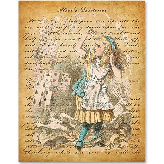 Alice in Wonderland and the Cards - 11x14 Unframed Alice in Wonderland Print