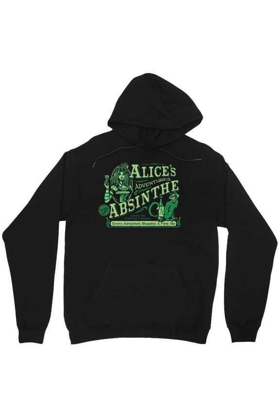 Alice's Adventures With Absinthe Graphic Funny Parody Classic Book Green Fairy M6522 Unisex Hoodie, Up to Size 5XL