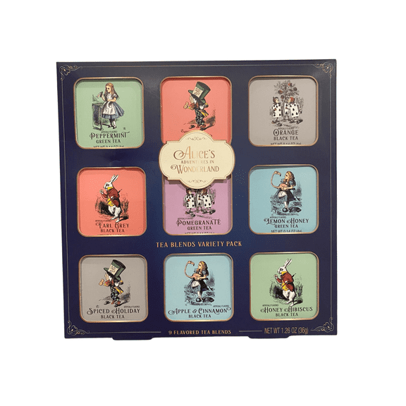 Alices Adventures in Wonderland Tea Variety Pack 9 Flavored Tea Blends, Gift Set