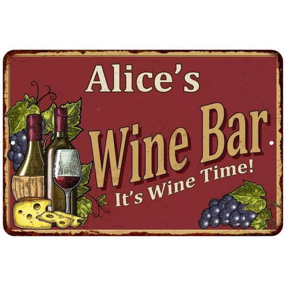 Alice's Red Wine Bar Sign 16 x 24 Matte Finish Metal 116240054052