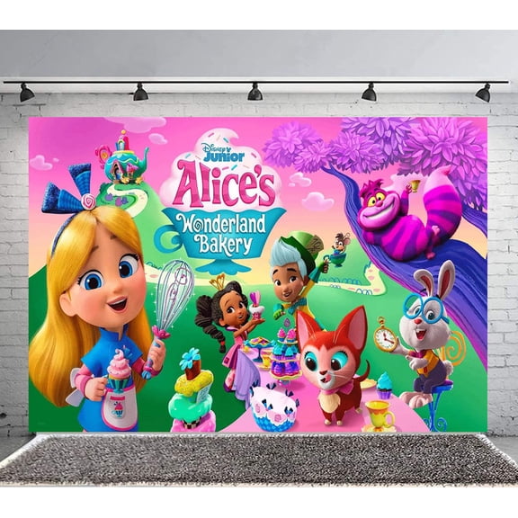 Alice's Wonderland Bakery Backdrop Banner Party Supplies Poster Movie Theme Background for Photography Birthday Decorations