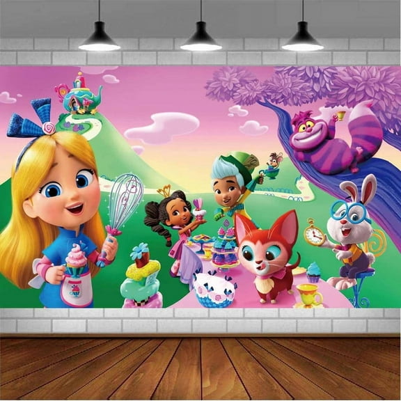Alice's Wonderland Bakery Post Backdrop Banner Party Supplies Birthday Decorations Background for Photography Taspestry
