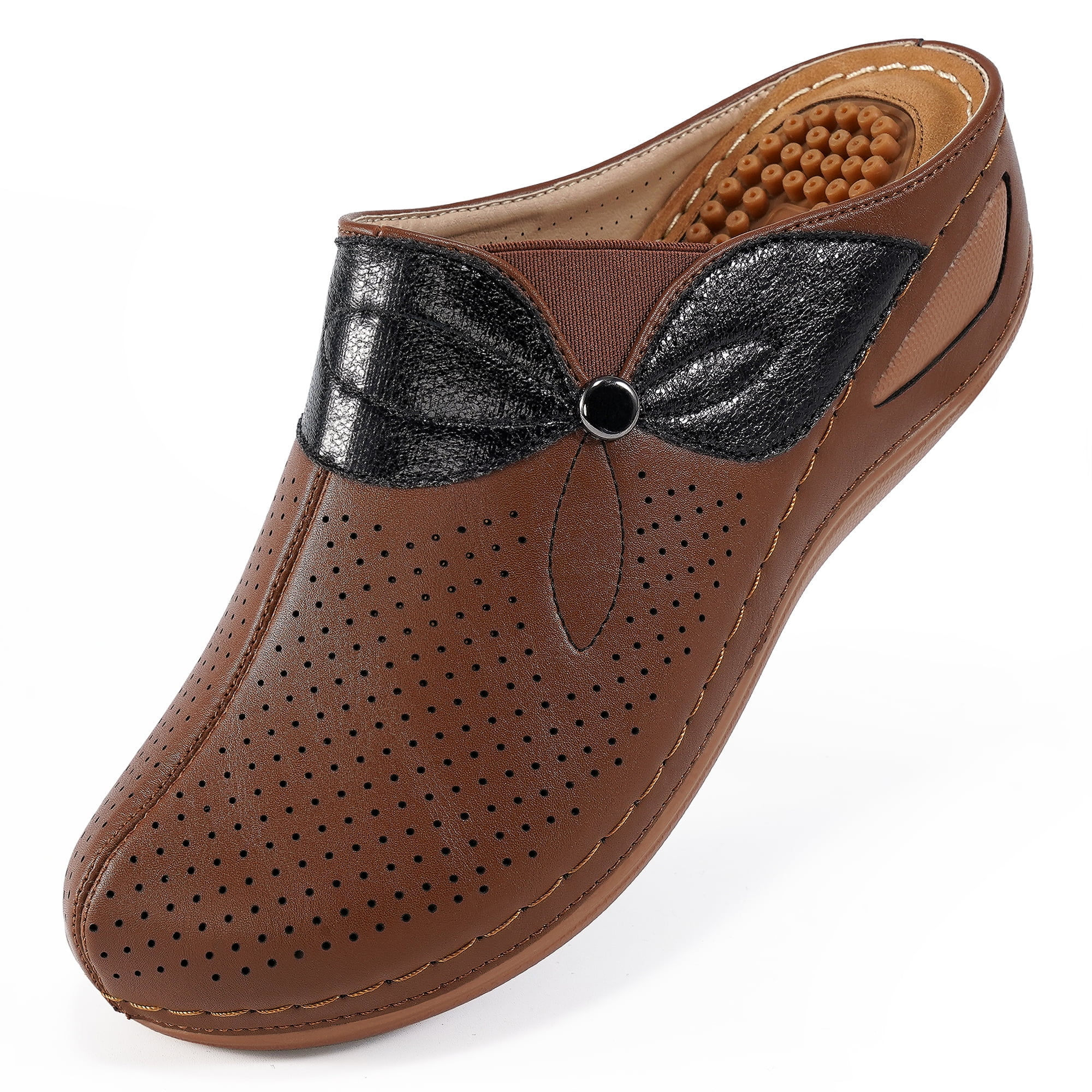 Alicegana Women Casual Wedge Sandals Womens Mules Slip on with Arch