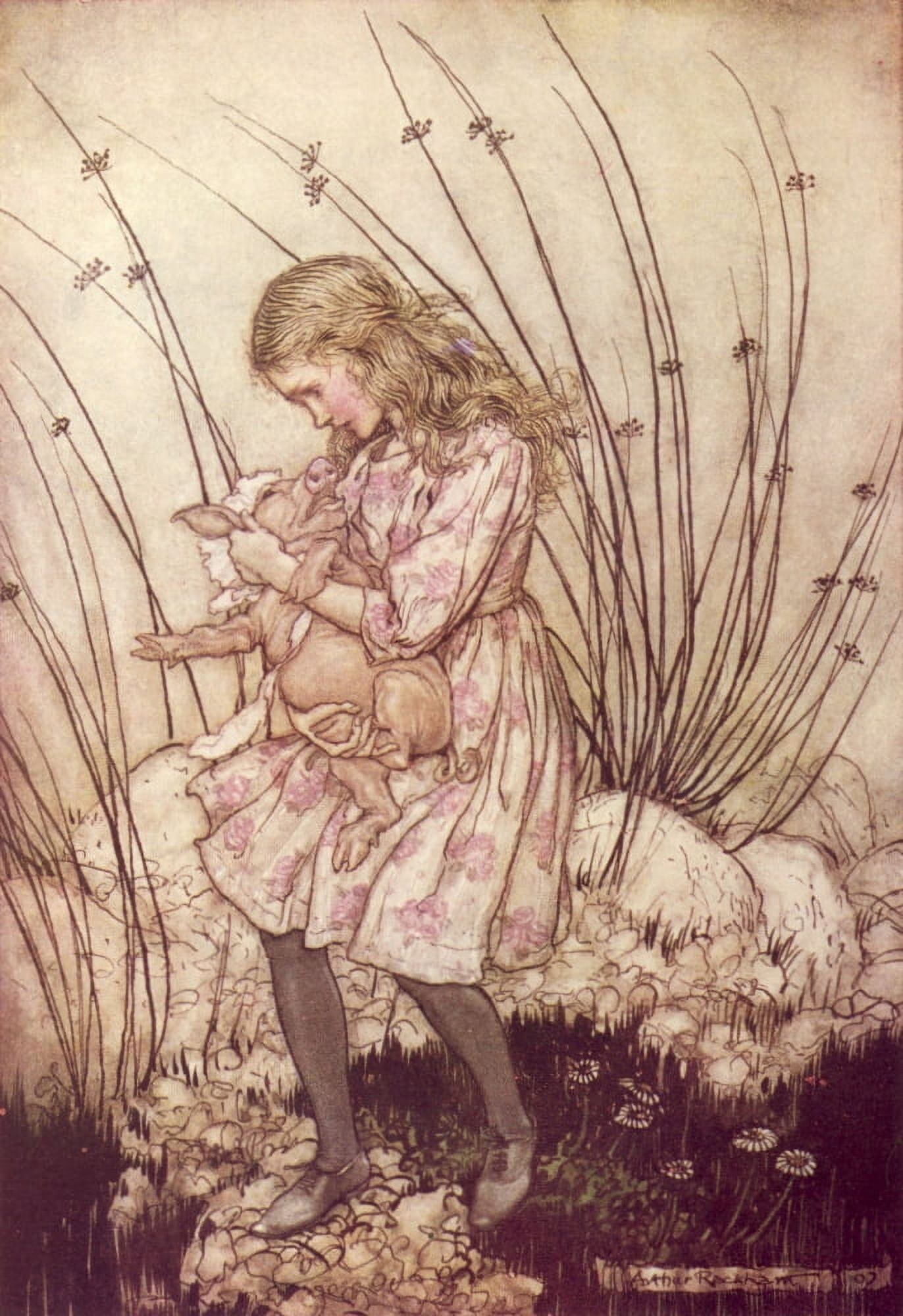 Alices Adventures in Wland 1907 Pig baby Canvas Art - A Rackham (24 x 36)