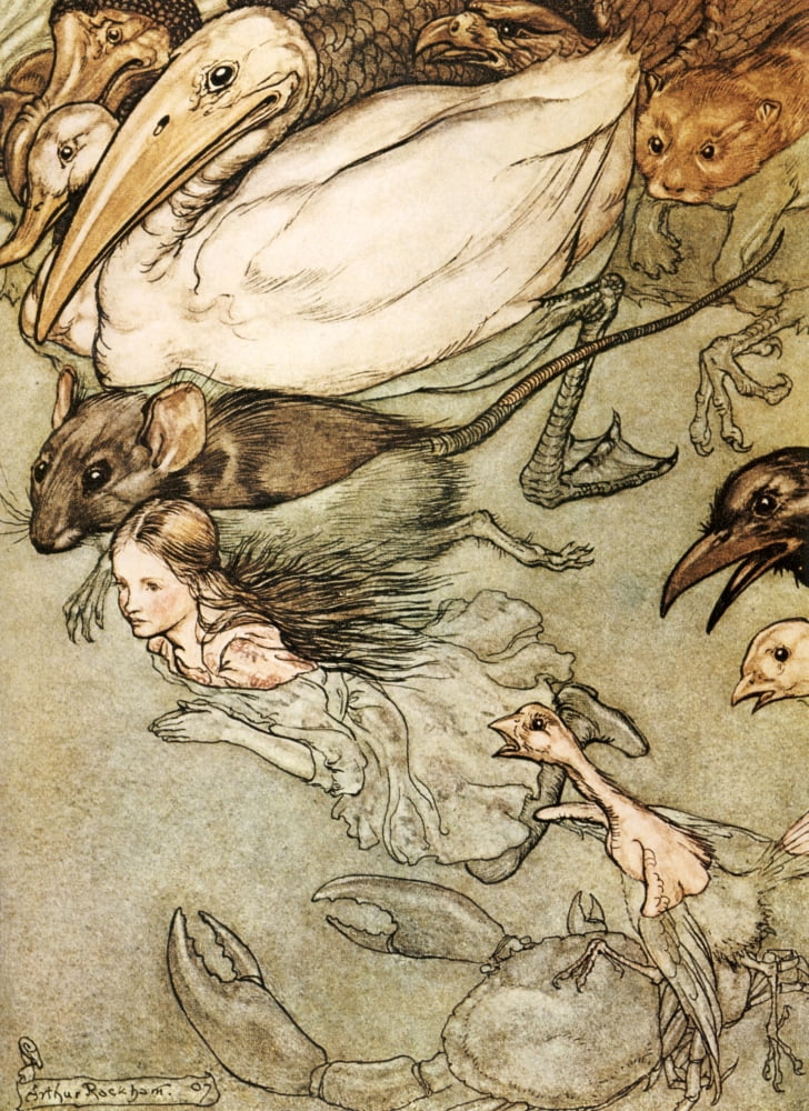 Alices Adventures in Wland 1907 Pool of tears Canvas Art - A Rackham (24 x 36)