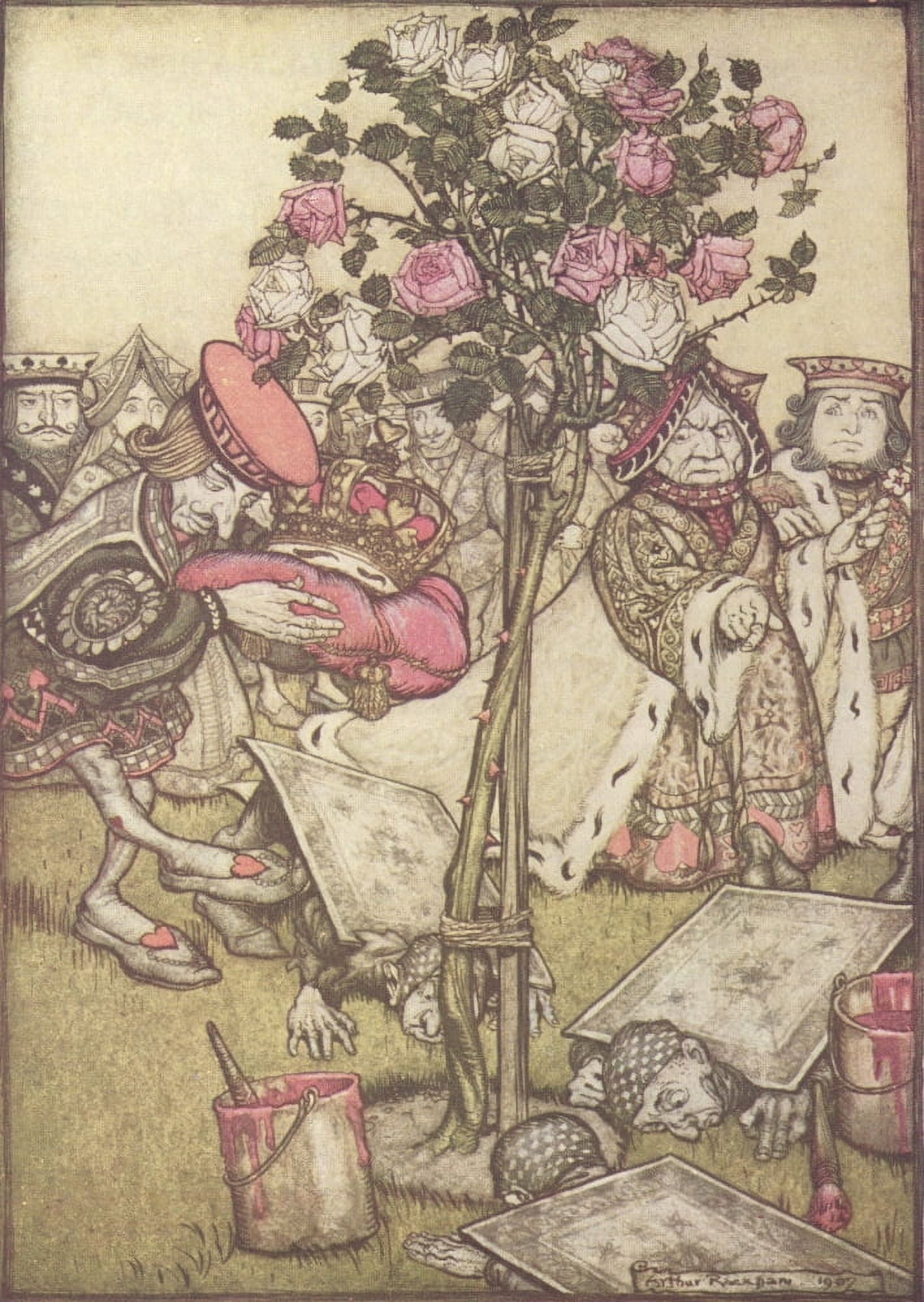 Alices Adventures in Wland 1907 Queen of Hearts Canvas Art - A Rackham (24 x 36)
