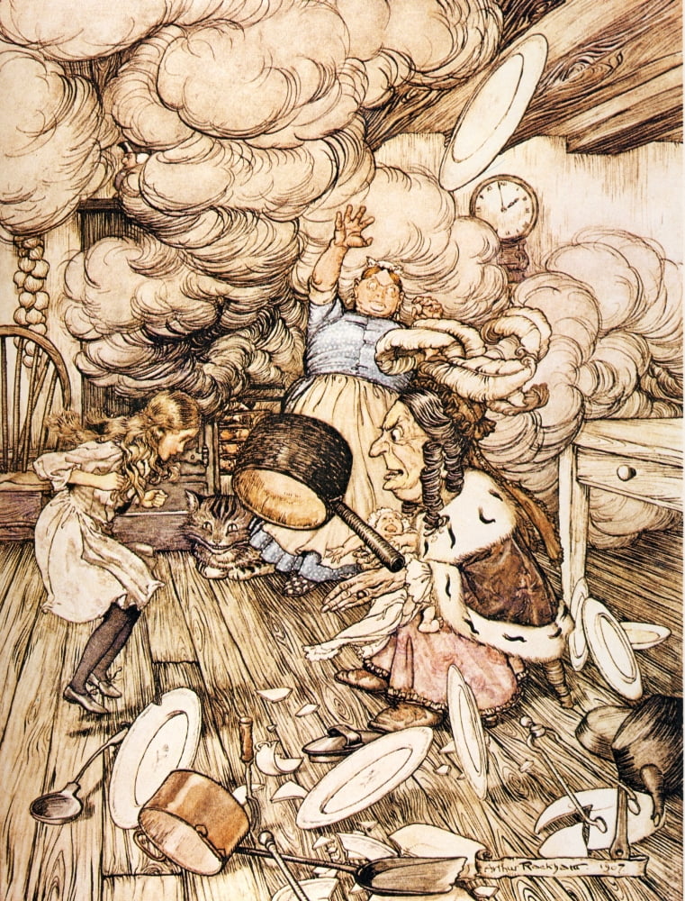 Alices Adventures in Wland 1907 Saucepan flew by Canvas Art - A Rackham (24 x 36)