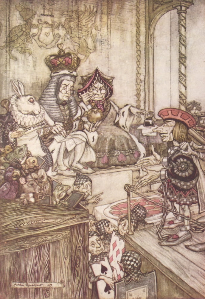 Alices Adventures in Wland 1907 Trial of Knave of Hearts Canvas Art - A Rackham (18 x 24)