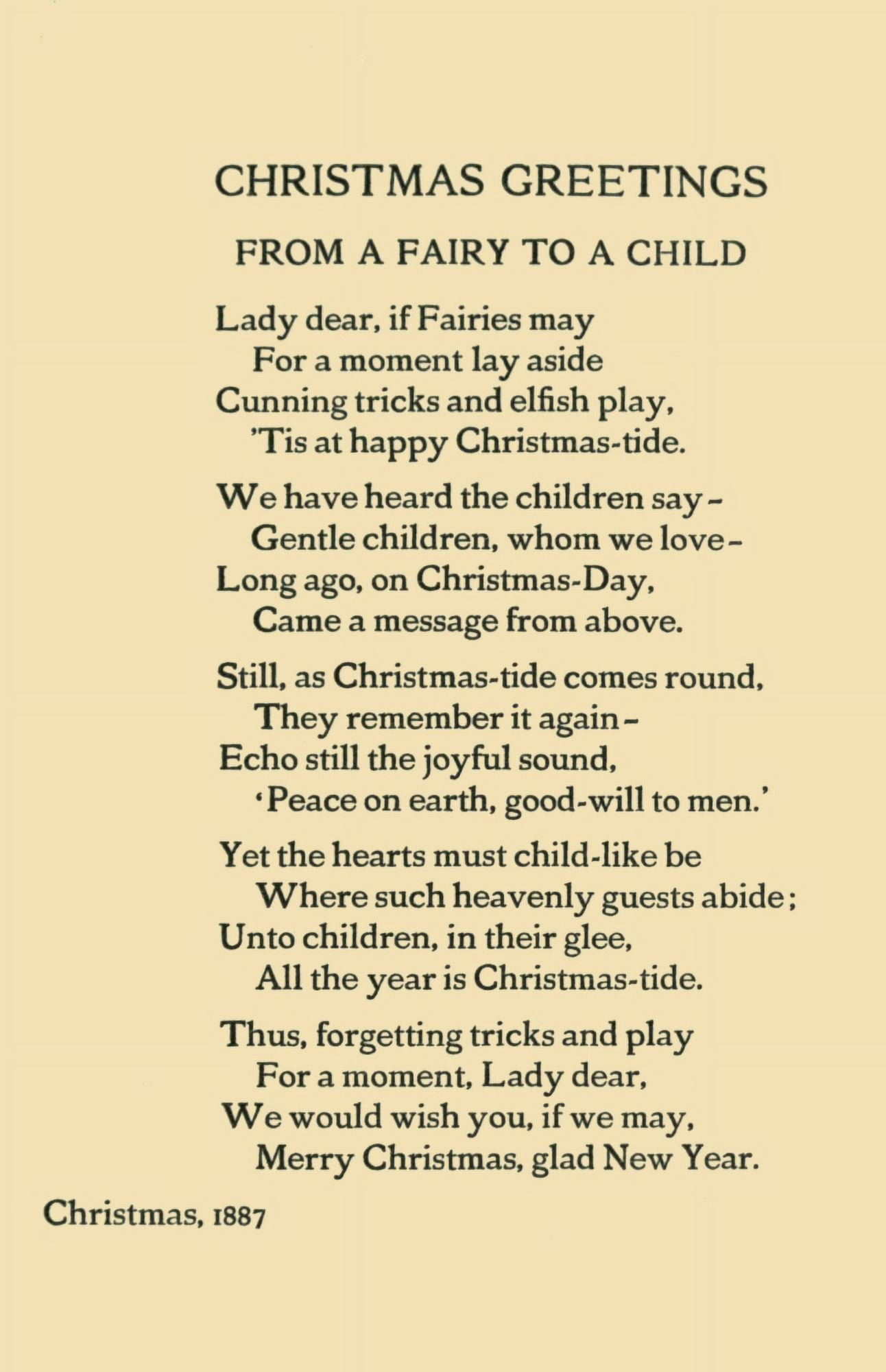 Alices in Wonderland 1914 Christmas Greetings from a fairy to a child Canvas Art - Lewis Carroll (18 x 24)