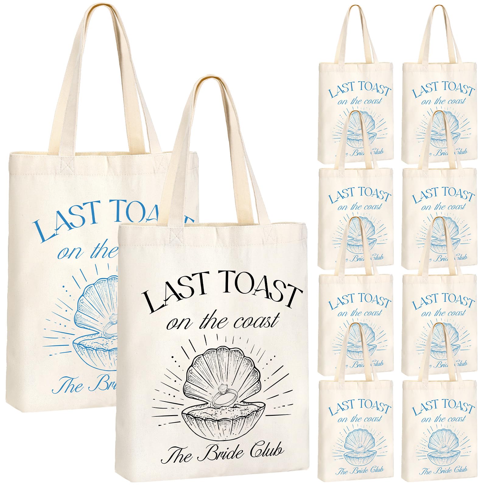 8 Pack Bridesmaid Tote Bags | Reusable Canvas Gift Bags For Bachelorette Party & Wedding Day