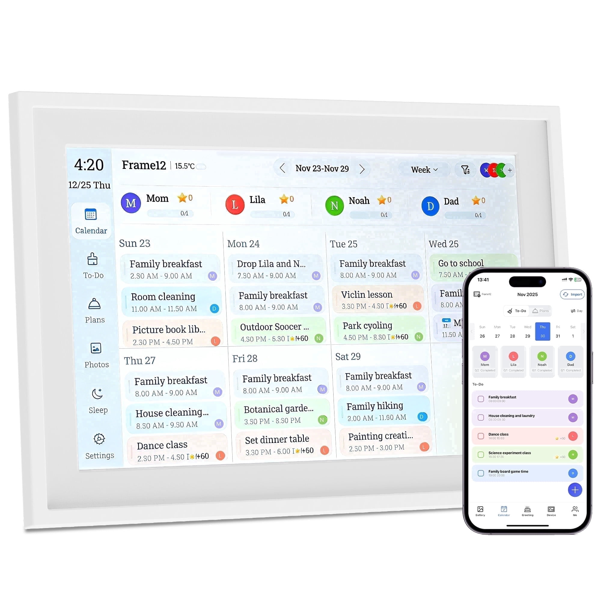 Alichome 10.1'' Digital Calendar Wall Touch Screen, Smart Interactive Sync Schedules, Reward System, Photo/Video Sharing, Father's Day Gifts