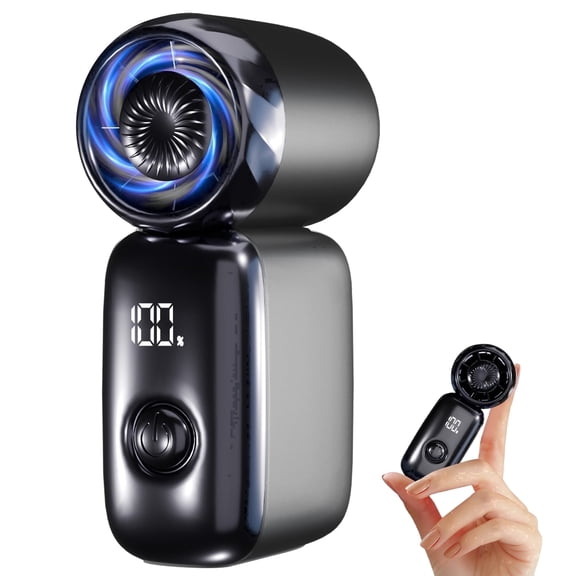 Alichome Portable Fan, Handheld Rechargeable, Mini Put in Pocket, 6 Speeds, with Digital Display, Cooling for Outdoor Shopping Travel Camping (Black)