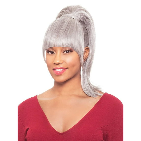 Foxy Silver (Duet01) - Heat Resistant Fiber Bang & Ponytail in 280