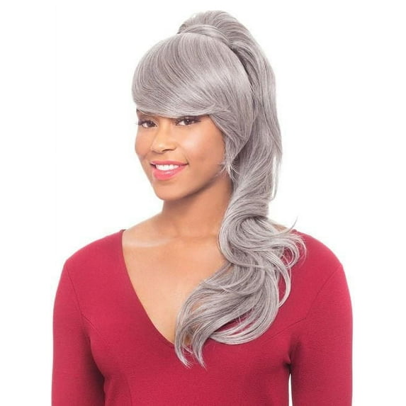 Alicia Beauty Duet 3 Heat Friendly Synthetic Drawstring Ponytail Hairpiece, 280 Off Black with 20% Gray