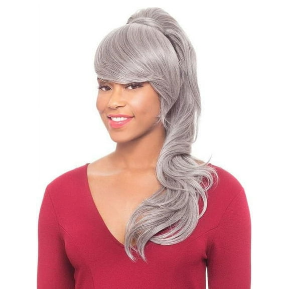 Foxy Silver (Duet03) - Heat Resistant Fiber Bang & Ponytail in 44