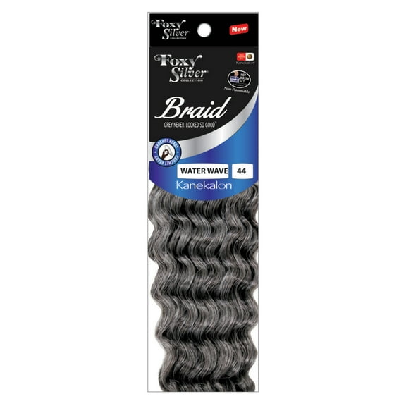 Alicia Beauty Foxy Silver Braid Hair Piece Premium Synthetic Kanakalon Hot Water Set Non-Flammable Crochet Ready - WATER WAVE 12" (SILVER)