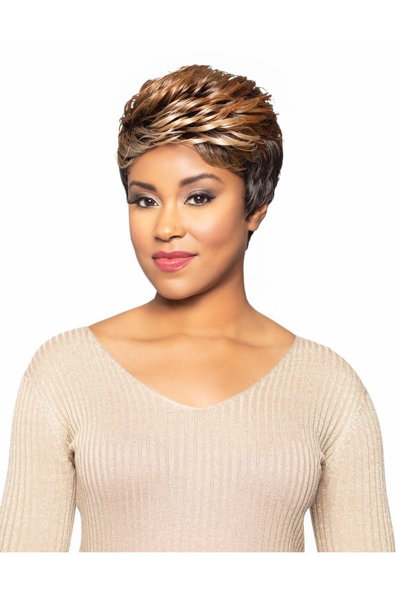 Foxy Silver Collections Elegant Pixie Cut Side Swept Bob with Feathered Layers, Premium Synthetic Fibers Gorgeous Grey Wig, Secure Fabulously Natural Look & Feel - HARRIET (NTLWHT)