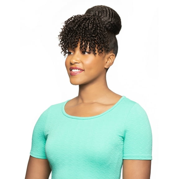 Alicia Beauty Foxy Silver Collections, Fusion High Heat Synthetic, 2 in I Dome with Bang Short Curly Style Hair Piece Drawstring, Instant accessories - DUET 7 (44)