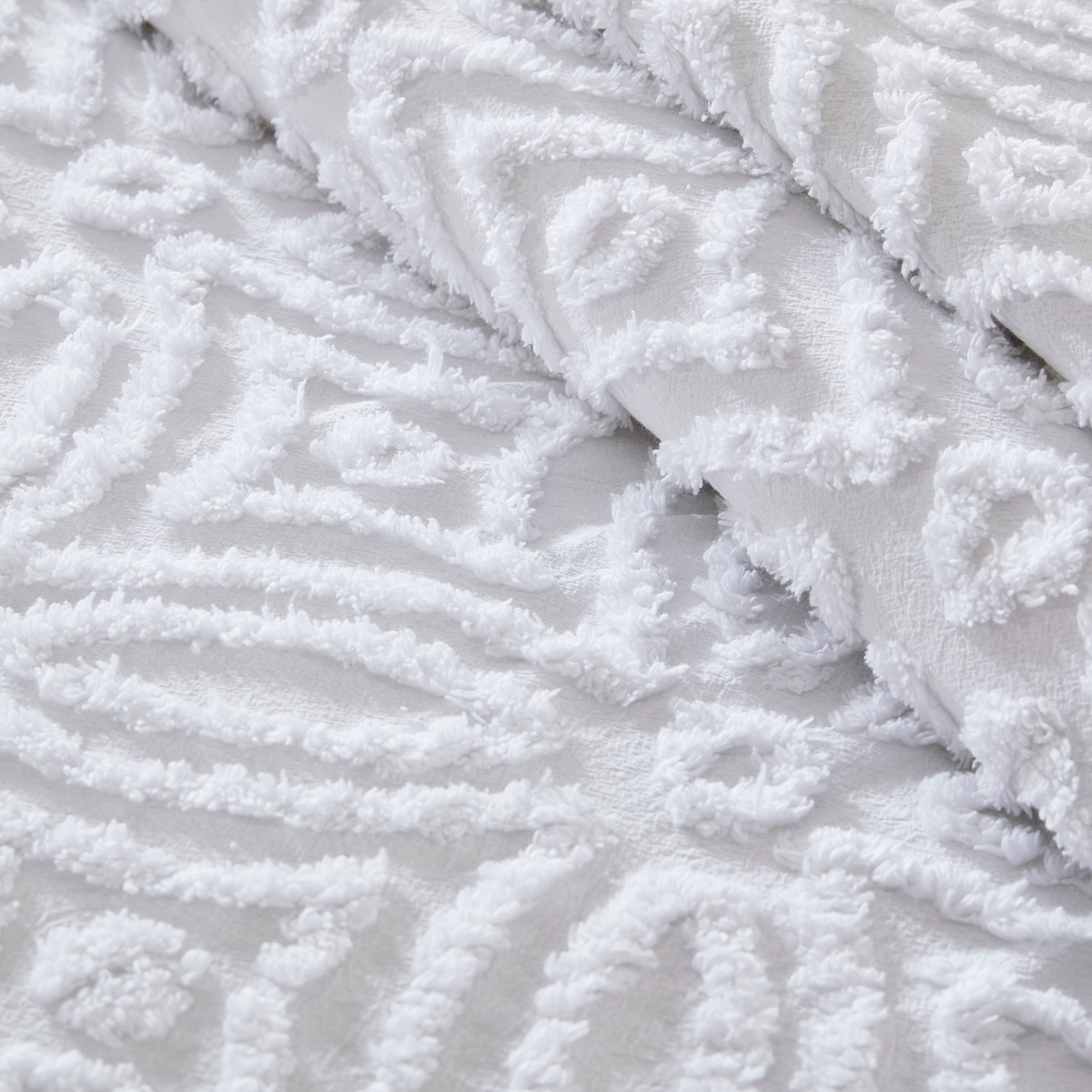 Alicia Full White Cotton Chenille Bedspread Set