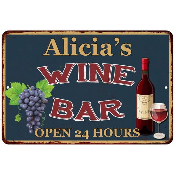 Alicia's Green Wine Bar Wall Décor Kitchen Gift 12x18 Metal 112180043446