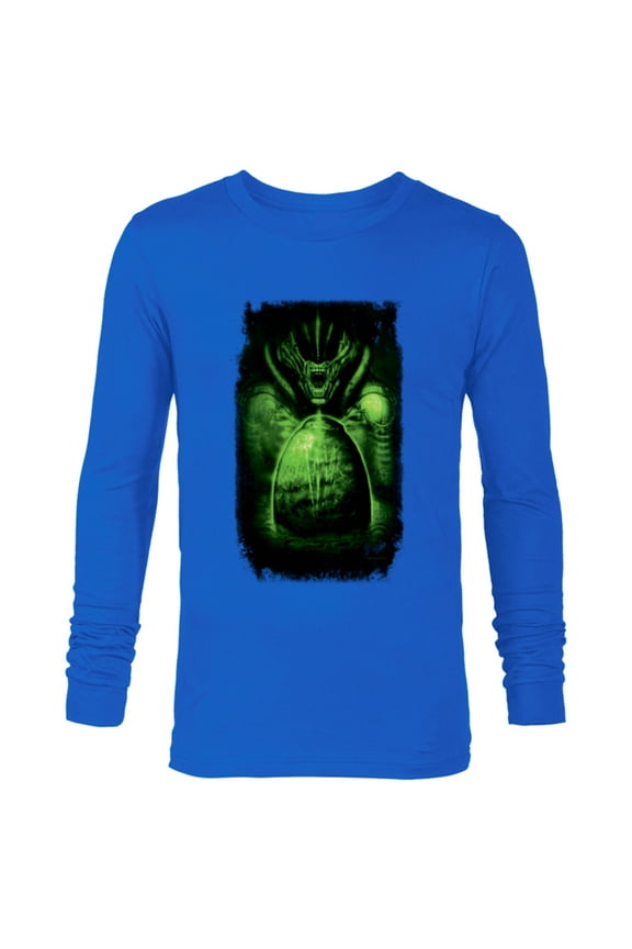 Alien 45th Anniversary 1979 Movie Xenomorph and Egg Art - Long Sleeve T-Shirt for Men - Customized-Navy