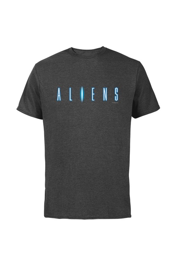Alien 45th Anniversary Aliens 1986 Movie Sequel Title Logo - Short Sleeve Cotton T-Shirt for Adults - Customized-Charcoal