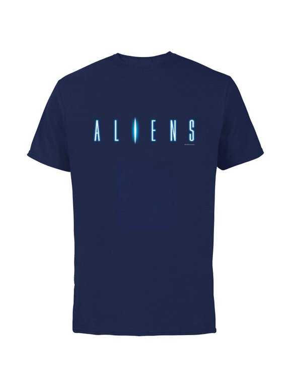Alien 45th Anniversary Aliens 1986 Movie Sequel Title Logo - Short Sleeve Cotton T-Shirt for Adults - Customized-Navy