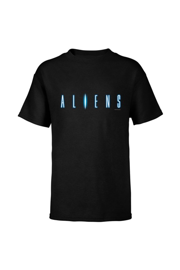 Alien 45th Anniversary Aliens 1986 Movie Sequel Title Logo - Short Sleeve T-Shirt for Kids - Customized-Black