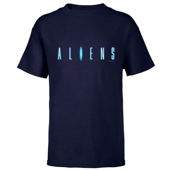 Alien 45th Anniversary Aliens 1986 Movie Sequel Title Logo - Short Sleeve T-Shirt for Kids - Customized-Navy