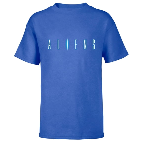 Alien 45th Anniversary Aliens 1986 Movie Sequel Title Logo - Short Sleeve T-Shirt for Kids - Customized-Royal