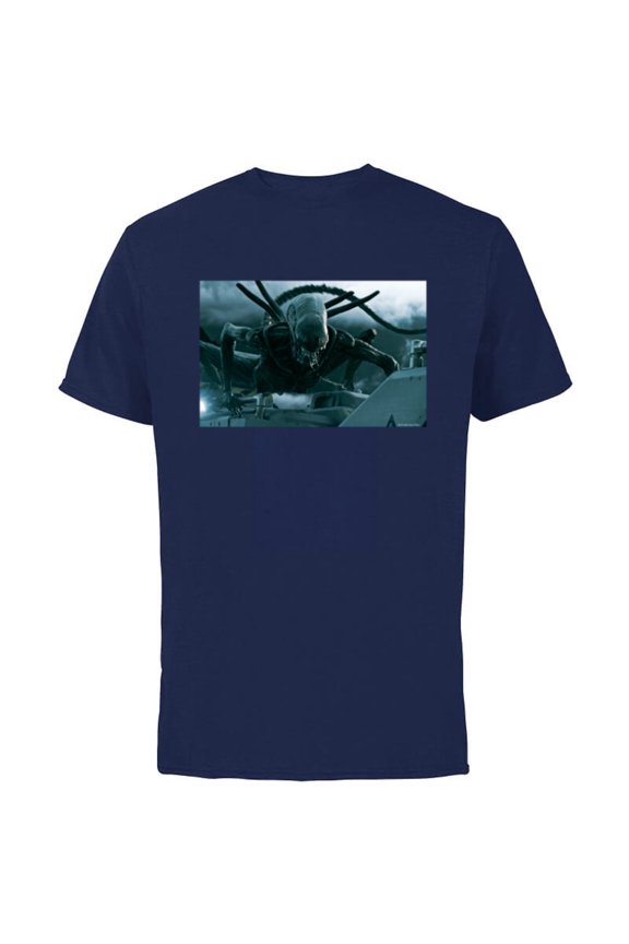 Alien 45th Anniversary Covenant Xenomorph Praetomorph Attack - Short Sleeve Cotton T-Shirt for Adults - Customized-Navy