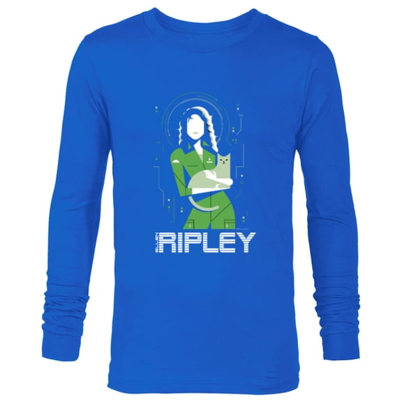 Alien 45th Anniversary Ellen Ripley & Jonesy Stylized Art - Long Sleeve T-Shirt for Men - Customized-Navy