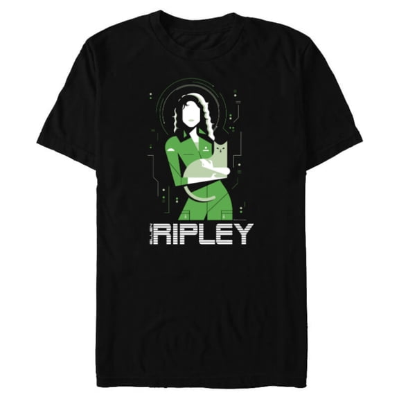 Alien 45th Anniversary Ellen Ripley & Jonesy Stylized Art - Short Sleeve Blended T-Shirt for Adults - Customized-Black