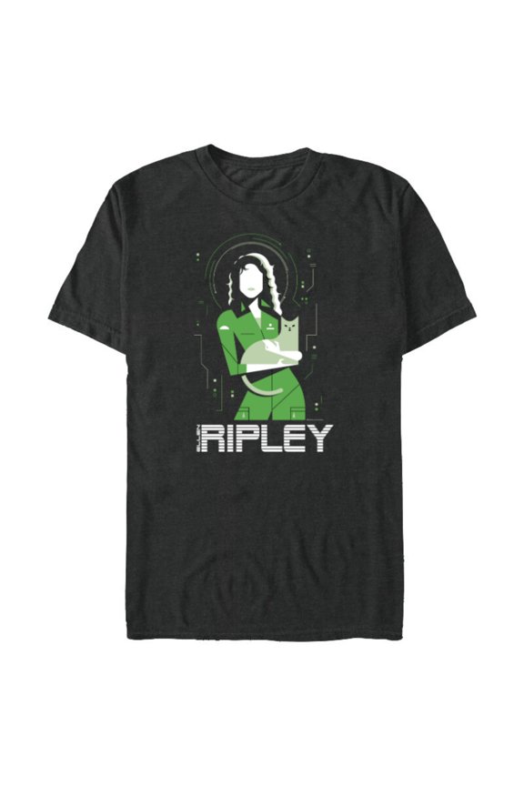 Alien 45th Anniversary Ellen Ripley & Jonesy Stylized Art - Short Sleeve Blended T-Shirt for Adults - Customized-Dark Heather