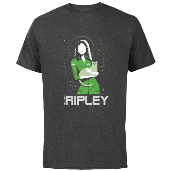 Alien 45th Anniversary Ellen Ripley & Jonesy Stylized Art - Short Sleeve Cotton T-Shirt for Adults - Customized-Charcoal