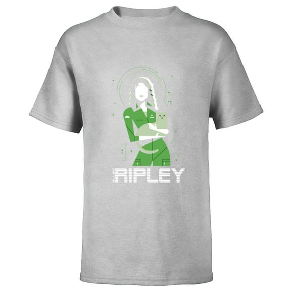 Alien 45th Anniversary Ellen Ripley & Jonesy Stylized Art - Short Sleeve T-Shirt for Kids - Customized-Athletic Heather