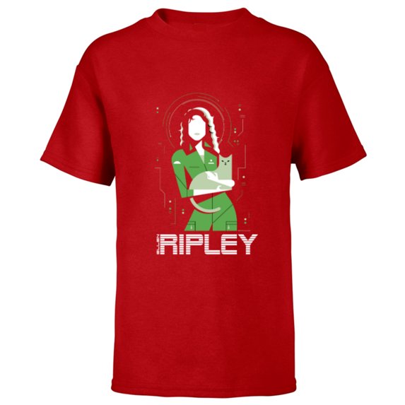 Alien 45th Anniversary Ellen Ripley & Jonesy Stylized Art - Short Sleeve T-Shirt for Kids - Customized-Red