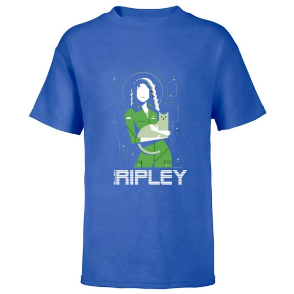 Alien 45th Anniversary Ellen Ripley & Jonesy Stylized Art - Short Sleeve T-Shirt for Kids - Customized-Royal
