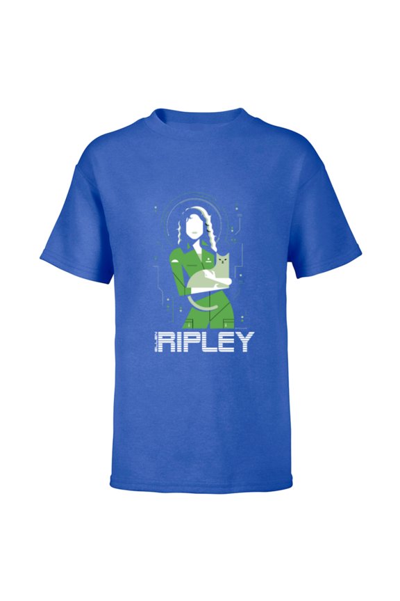 Alien 45th Anniversary Ellen Ripley & Jonesy Stylized Art - Short Sleeve T-Shirt for Kids - Customized-Royal
