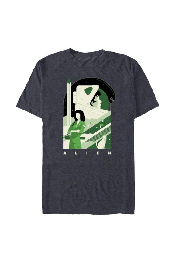 Alien 45th Anniversary Ellen Ripley Stylized Tribute Art - Short Sleeve Blended T-Shirt for Adults - Customized-Navy Heather