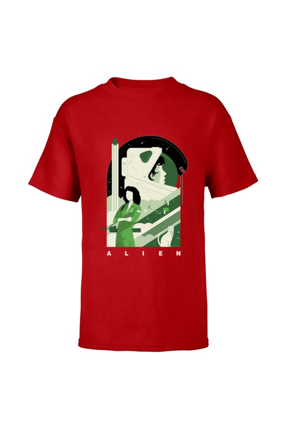 Alien 45th Anniversary Ellen Ripley Stylized Tribute Art - Short Sleeve T-Shirt for Kids - Customized-Red
