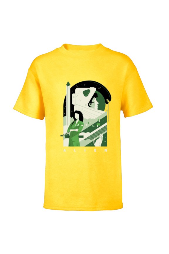 Alien 45th Anniversary Ellen Ripley Stylized Tribute Art - Short Sleeve T-Shirt for Kids - Customized-Yellow