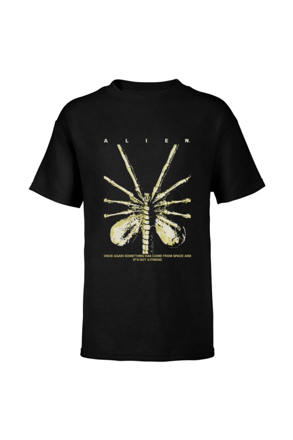 Alien 45th Anniversary Facehugger 1979 Movie Poster Space - Short Sleeve T-Shirt for Kids - Customized-Black