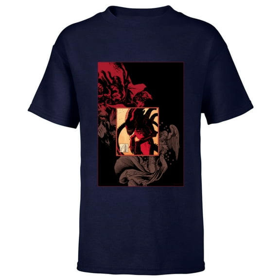 Alien 45th Anniversary Gothic Graphic Novel Xenomorph Art - Short Sleeve T-Shirt for Kids - Customized-Navy