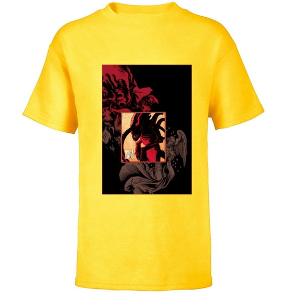 Alien 45th Anniversary Gothic Graphic Novel Xenomorph Art - Short Sleeve T-Shirt for Kids - Customized-Yellow