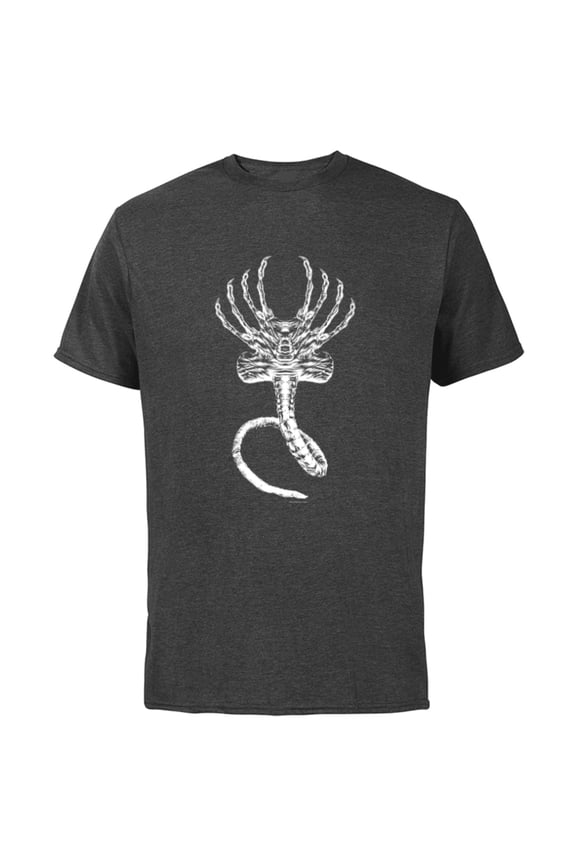Alien 45th Anniversary Movie Xenomorph Facehugger Art - Short Sleeve Cotton T-Shirt for Adults - Customized-Charcoal