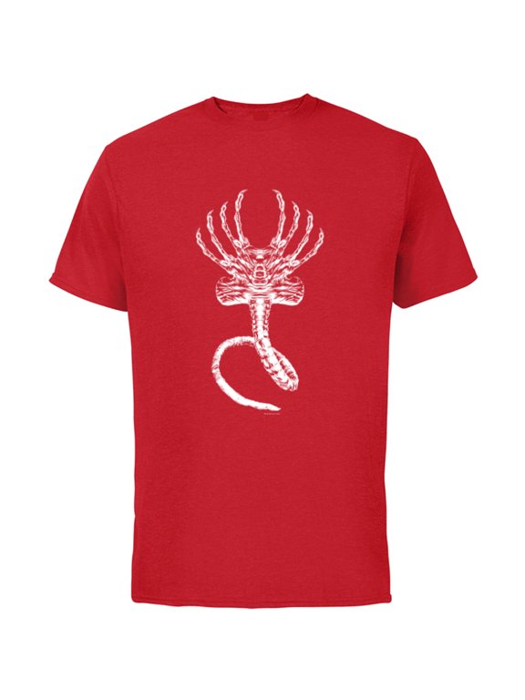 Alien 45th Anniversary Movie Xenomorph Facehugger Art - Short Sleeve Cotton T-Shirt for Adults - Customized-Red
