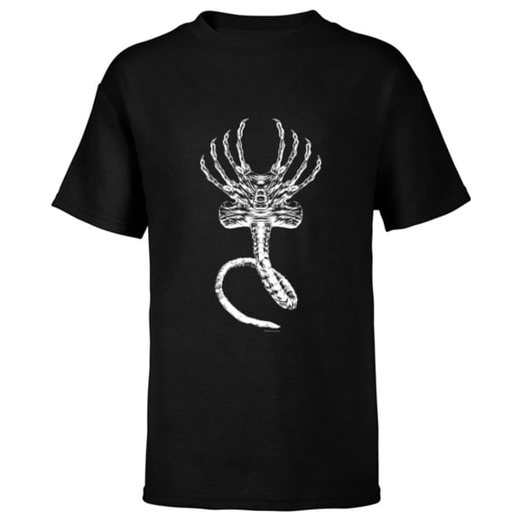 Alien 45th Anniversary Movie Xenomorph Facehugger Art - Short Sleeve T-Shirt for Kids - Customized-Black
