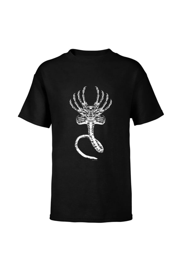 Alien 45th Anniversary Movie Xenomorph Facehugger Art - Short Sleeve T-Shirt for Kids - Customized-Black