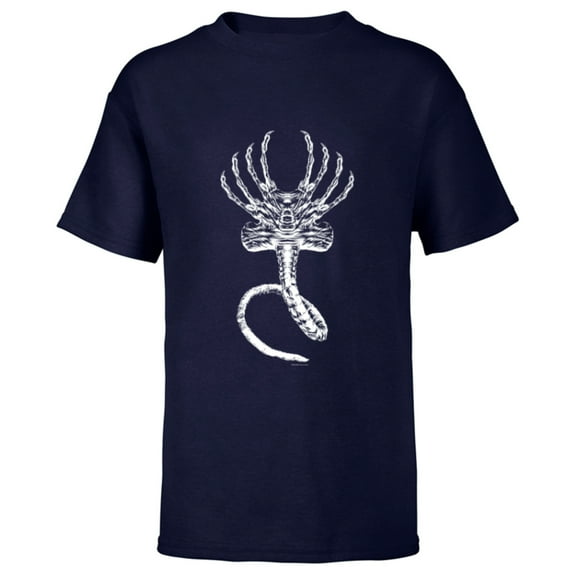 Alien 45th Anniversary Movie Xenomorph Facehugger Art - Short Sleeve T-Shirt for Kids - Customized-Navy